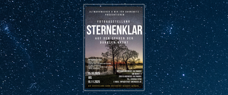 Sternenhimmel und Ausstellungsplakat