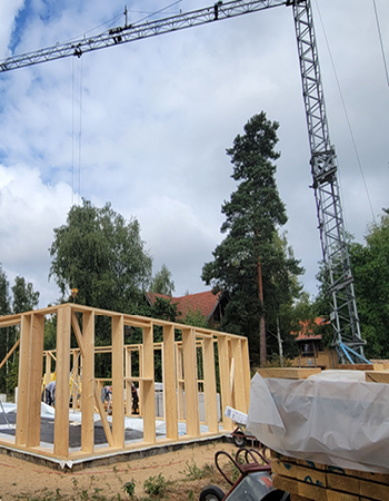 Hauswand Holzgerüst