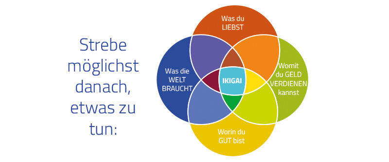 Ikigai 4 sich überschneidende kreise